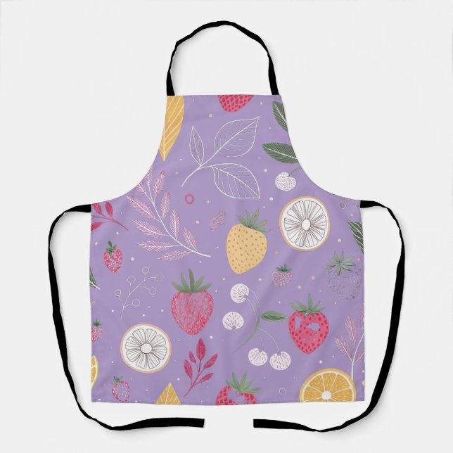 Delantal "Aprón morado de fresa de cítricos florales (Anverso)
