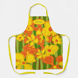Delantal Apron Naranja amarillo retro de los años 1970