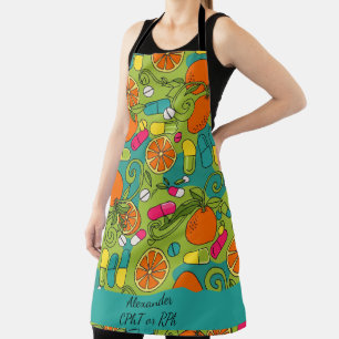 Delantal Apron Naranja personalizado azul y verde