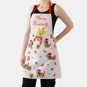 Delantal Apron Navidades de cara de gato personalizado