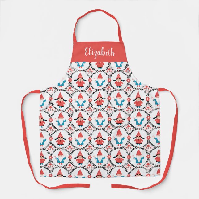 Delantal Apron Navidades de Gnome Cute Personalizado (Anverso)