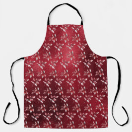 Delantal Apron Navidades de hojas rojas nevadas