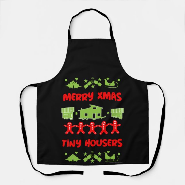 Delantal Apron, Navidades de la casa pequeña feliz (Anverso)