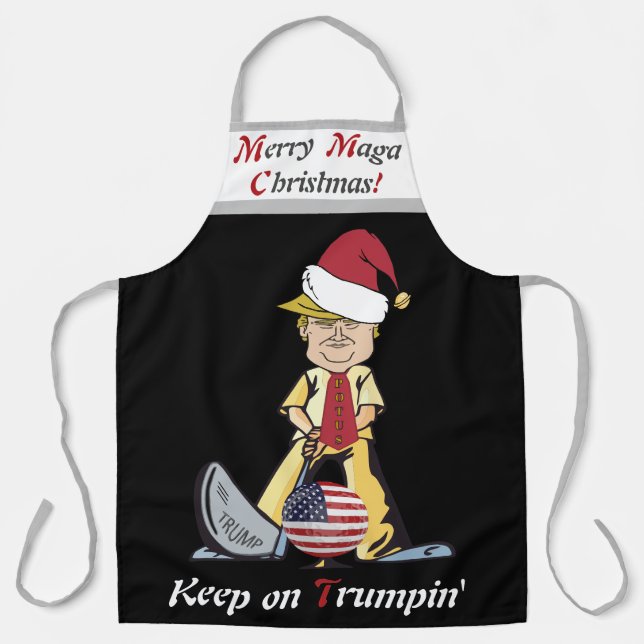 Delantal Apron Navidades de Merry Maga Trump (Anverso)