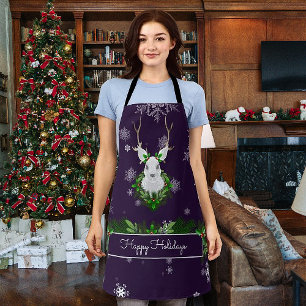 Delantal Apron Navidades de renos morados