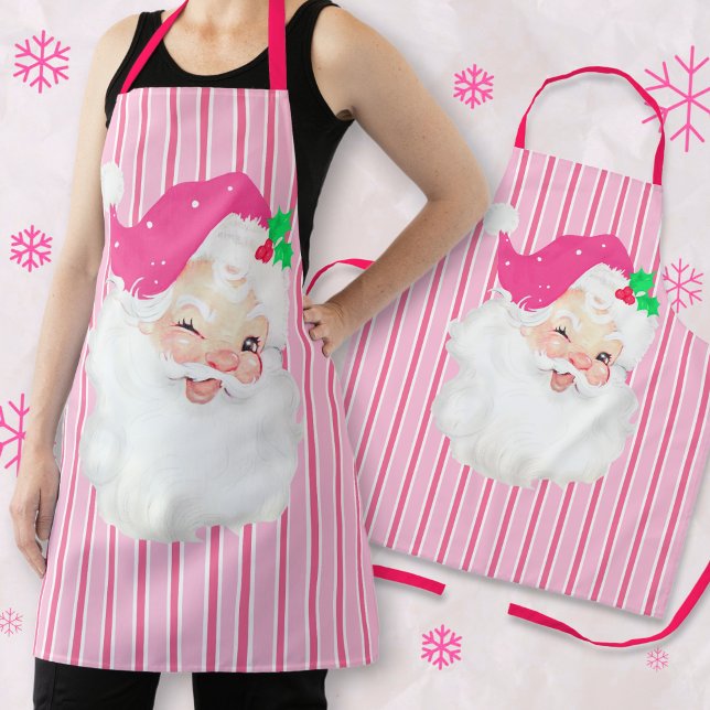 Delantal Apron Navidades retro de Santa Wink rosa caliente (Subido por el creador)