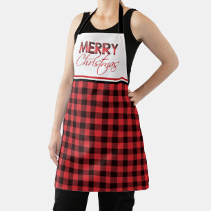 Delantal Apron: Navidades rojos y negros con cola de búfalo