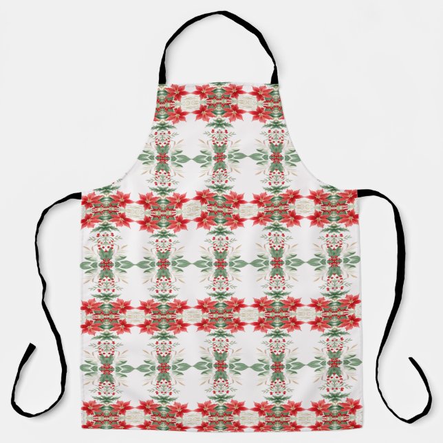 Delantal Apron navideño de Navidades de la Poinsettia Roja (Anverso)