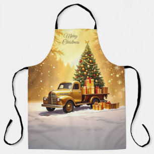 Delantal Apron navideño del árbol de navidad del camión dor