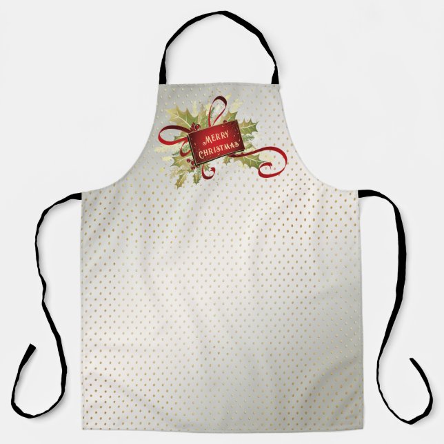Delantal Apron navideño moderno de Navidades rojos (Anverso)