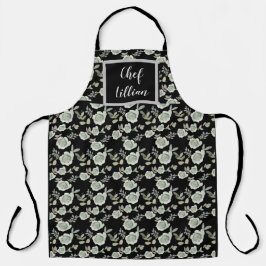 Delantal Apron negro con Personalizado de impresión floral 