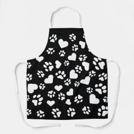 Delantal Apron negro con pinturas blancas y patrón cardíaco