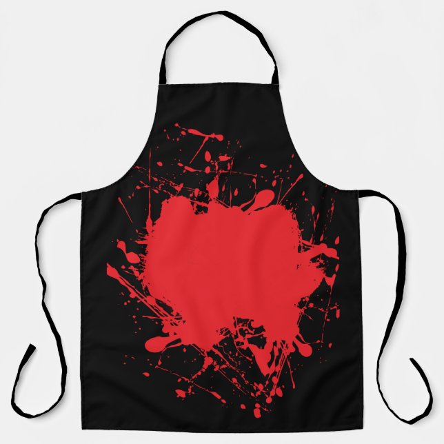 Delantal Aprón negro de la mancha roja de Halloween (Anverso)