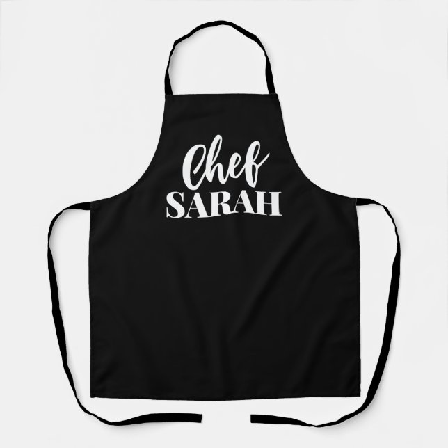Delantal Apron | Negro elegante moderno (Anverso)