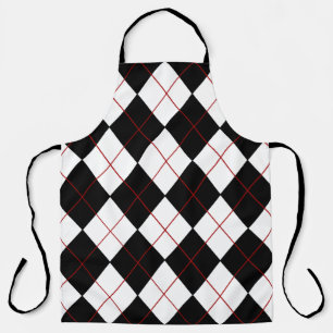 Delantal Apron negro y blanco argyle