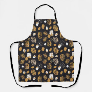 Delantal Apron negro y marrón de impresión de animales mode
