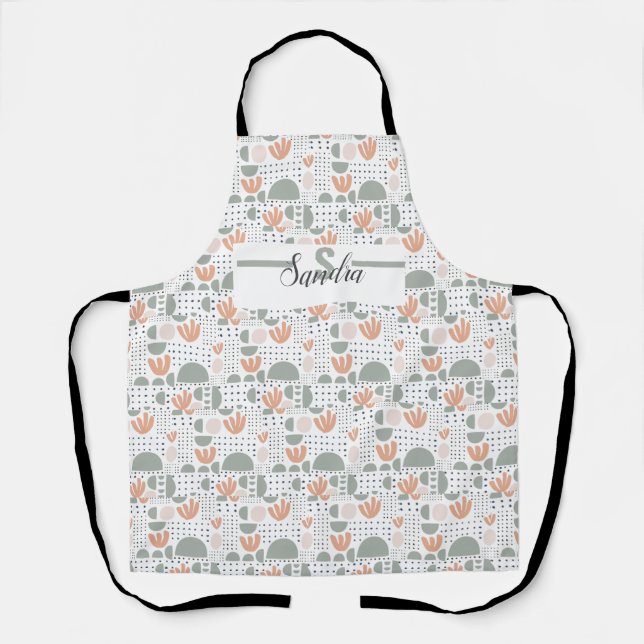 Delantal Apron Pastel personalizado - Inicial moderno y nom (Anverso)