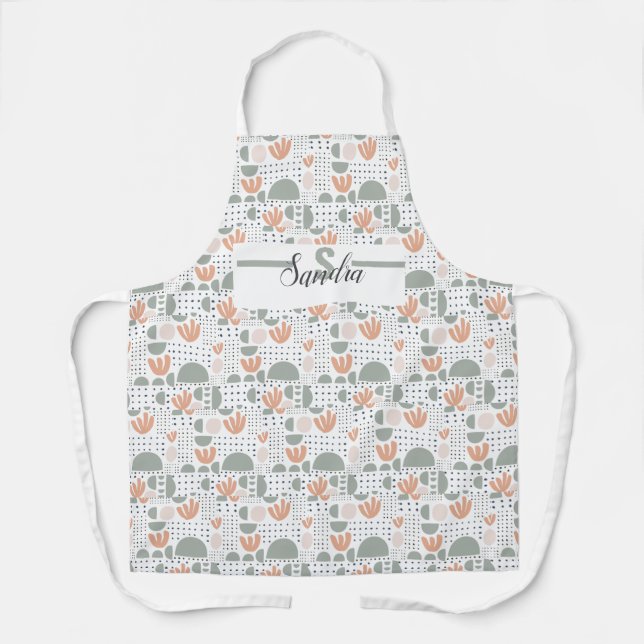 Delantal Apron Pastel personalizado - Inicial moderno y nom (Anverso)