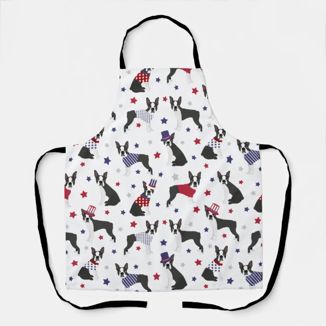 Delantal Apron Patriótico Boston Terrier Dog (Anverso)