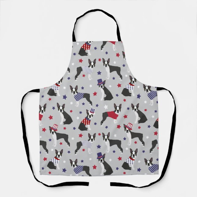 Delantal Apron Patriótico Boston Terrier Dog (Anverso)