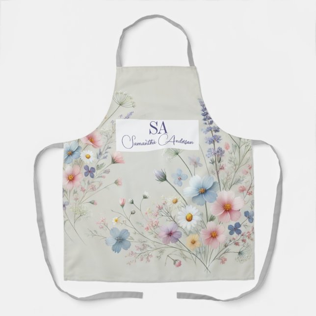 Delantal Apron personalizado con cocina de flores silvestre (Anverso)