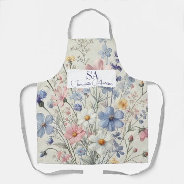 Delantal Apron personalizado con cocina de flores silvestre (Anverso)
