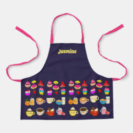 Delantal Apron personalizado con comida Fiesta Kawaii