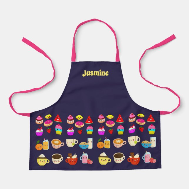 Delantal Apron personalizado con comida Fiesta Kawaii (Anverso)