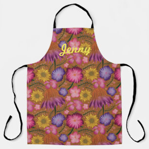 Delantal Apron personalizado con flor de flores amarillas