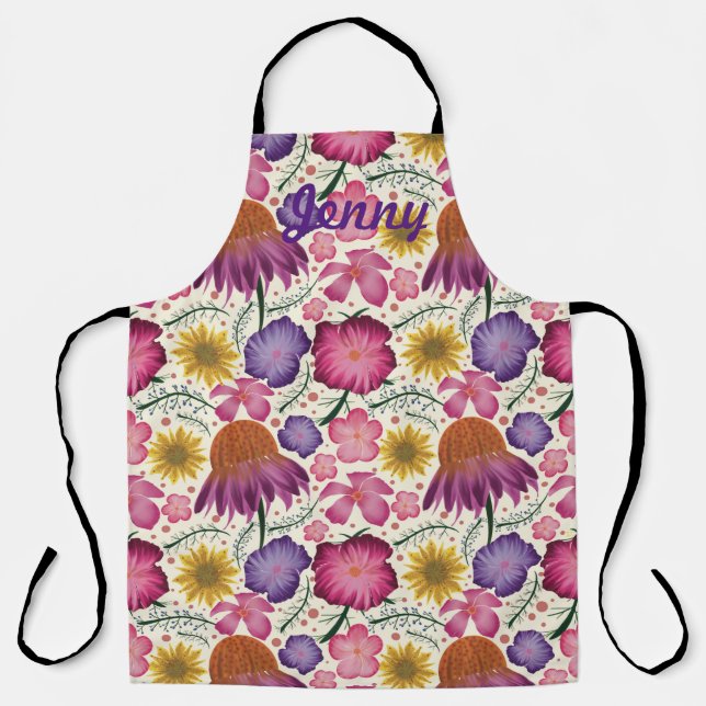 Delantal Apron personalizado con flores de flores silvestre (Anverso)