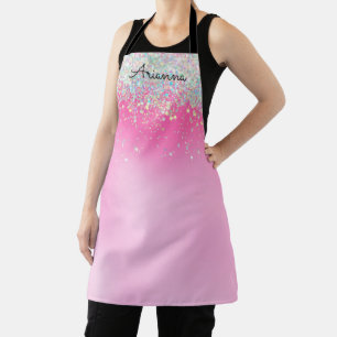 Delantal Apron personalizado con nombre de Purpurina rosa
