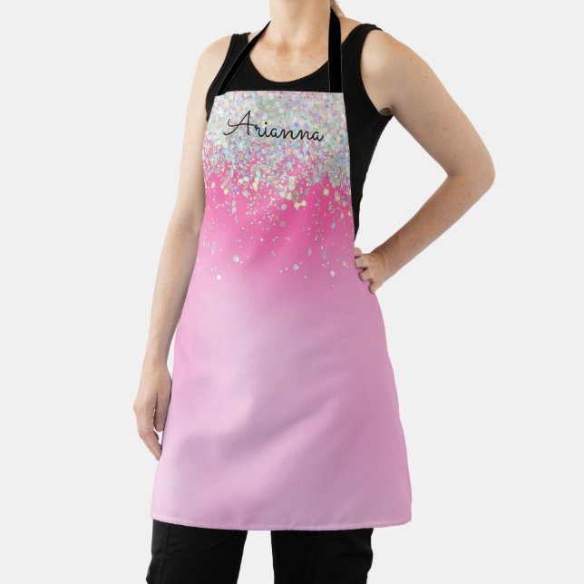 Delantal Apron personalizado con nombre de Purpurina rosa (in situ)