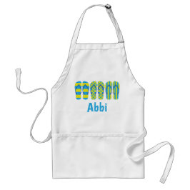Delantal Apron personalizado con sandalias amarillas y azul