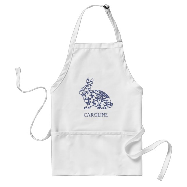 Delantal Apron personalizado de Chinoiserie Bunny Rabbit (Frente)