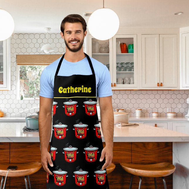Delantal Apron, Personalizado de cocina de la olla Crock St (Crock Star Collection - Apron with Custom Name)