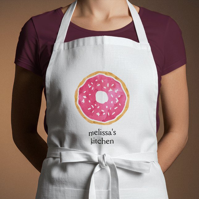 Delantal Ápron personalizado de donut rosa caliente magenta (Subido por el creador)