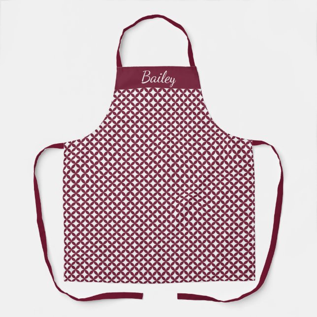 Delantal Apron personalizado de estrellas borgoñas y blanca (Anverso)