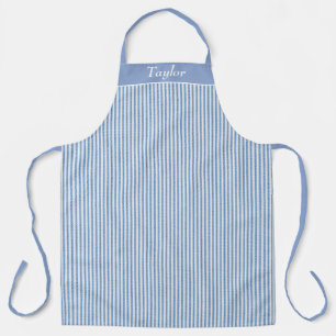 Delantal Apron personalizado de franja azul y blanca