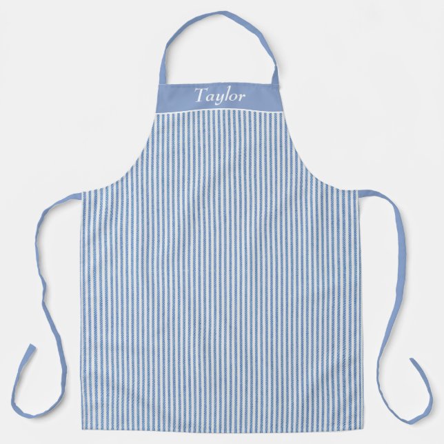 Delantal Apron personalizado de franja azul y blanca (Anverso)