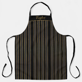 Delantal Apron personalizado de franja negra y dorada