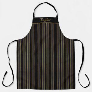 Delantal Apron personalizado de franja negra y dorada