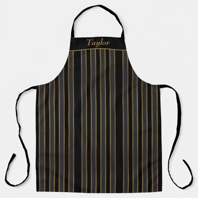 Delantal Apron personalizado de franja negra y dorada (Anverso)