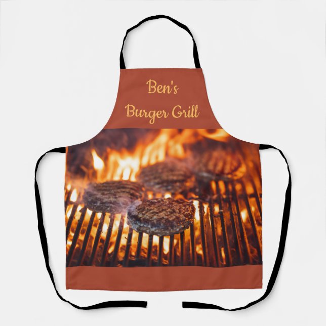 Delantal Apron, Personalizado de hamburguesas a la parrilla (Anverso)