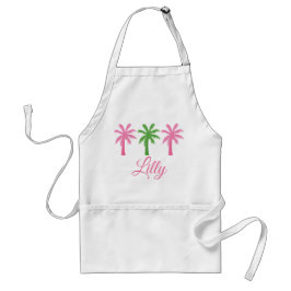 Delantal Apron personalizado de palmeras verdes y rosas per