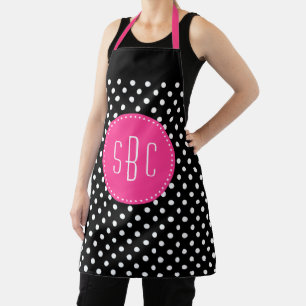 Delantal Apron, Personalizado de puntos de polka negro y ro
