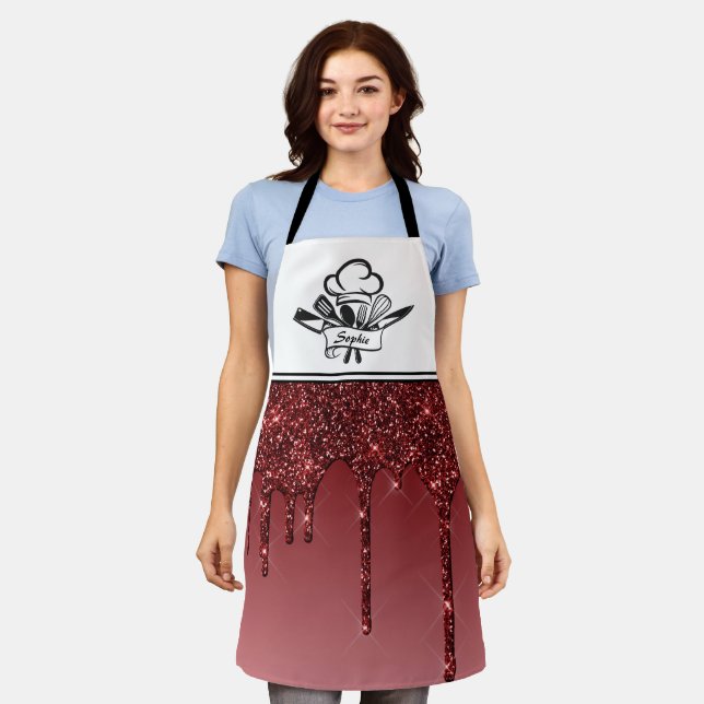 Delantal Apron personalizado de Purpurina rojo (Gastado)