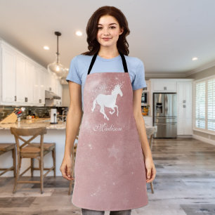 Delantal Aprón personalizado de unicornio rosa