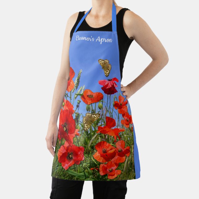 Delantal Apron personalizado de Wild Poppy Field (in situ)