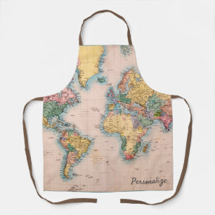 Delantal Aprón personalizado del Atlas Mundial de Mapa de