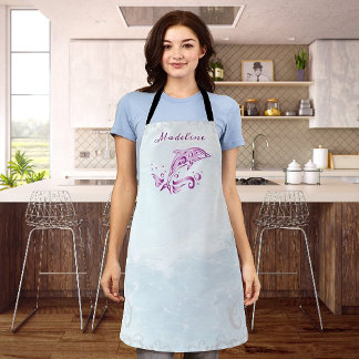 Delantal Apron personalizado del delfín magenta